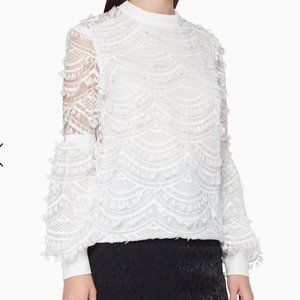 Azulu Puff-Sleeved Eyelet Blouse